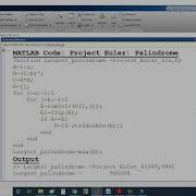 Project Euler In MATLAB Problem 4 Palindromic Number Of Two 3 Digit Numbers