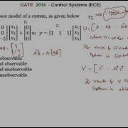 GATE 2014 ECE Comment On Controllability Observability Of Given State Space Model