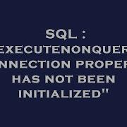 SQL Executenonquery Connection Property Has Not Been Initialized