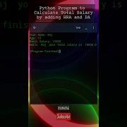 Python Program To Calculate Total Salary By Adding HRA And Da Itzrafiq Coding Python Class8 Py