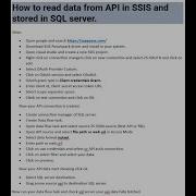 How To Read Data From API Using SSIS And Stored In SQL Server
