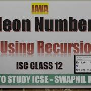 Neon Number Using Recursion In Java ISC Computer