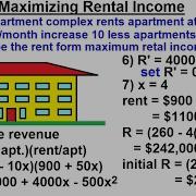 Calculus 1 Max Min Problems 15 Of 30 Maximizing Rental Income