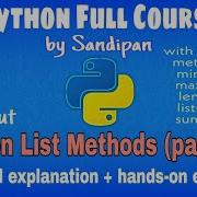 Lec 8 Python Lists Methods Part 2 List With Built In Functions Python Full Course