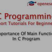 C Programming Basics Importance Of Main Function In C