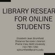 Library Orientation For Distance Learning Students