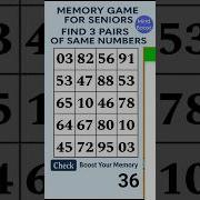 Memory Games For Seniors Find The Matching Numbers Before Time Runs Out Braingames