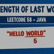 Length Of Last Word Leetcode 58 Java