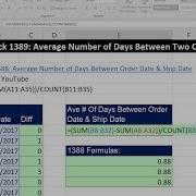 Excel Magic Trick 1389 Average Number Of Days Between Two Columns Of Dates