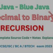 Recursion In Java Decimal To Binary In Java Using Recursion I ICSE ISC Java Program Recursion