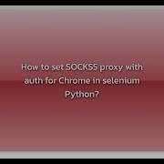 How To Set SOCKS5 Proxy With Auth For Chrome In Selenium Python