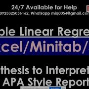 Multiple Linear Regression In Minitab Excel And SPSS Hypothesis To Report In APA Style