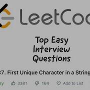 Leetcode 387 First Unique Character In A String Common Amazon Interview Question