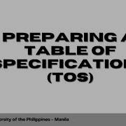 Preparing A Table Of Specifications By Paul Cedrick Castro BSIE ICT 2A