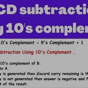 BCD Subtraction Using 10 S Complement Electrical Engineering