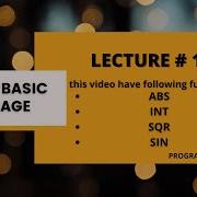 ABS INT SQR AND SIN FUNCTION IN BASIC LECTURE 19 PROGRAMMING BUGZ