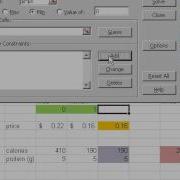 Setting Up And Solving The Diet Problem Linear Program In Excel 2007 Solver