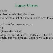 Video 59 Legacy Classes Usage In Java Vectors Dictionary HashTable Properties