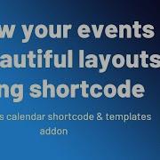 The Events Calendar Shortcode And Templates Addon