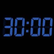 30 Seconds Digital Countdown Timer Black Background Blue Text No Sounds
