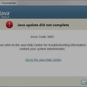 Error 1603 Java Update Incomplete