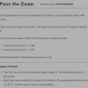 Pass The Exam CodeChef Code Solution