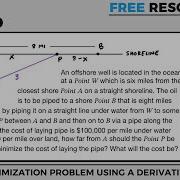 Optimization Problem Oil Pipeline Cost AP Calculus