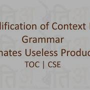 TOC Topic 8 Normalization Of CFG Eliminates Useless Production CSE