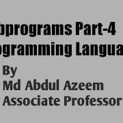 Subprograms Part 4 Programming Languages