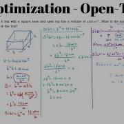 Differentiation HOW TO Optimization Problems Open Top Box