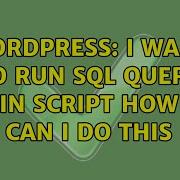 Wordpress I Want To Run Sql Query In Script How Can I Do This