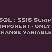 SQL SSIS Script Component Only To Change Variables