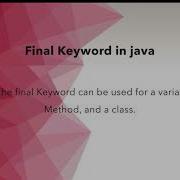 Final Keyword In Java