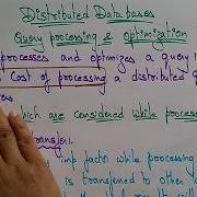 Query Processing Optimization Distributed Database Systems Lec 69 Bhanu Priya
