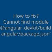 Cannot Find Module Angular Devkit Build Angular Package Json