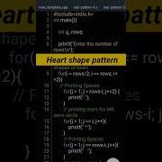 Heart Shape Pattern In C Language For Beginners Shorts Shortsfeed