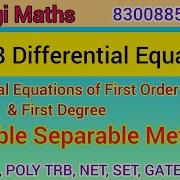 Unit 8 Differential Equations Variable Separable Method For 1st Order 1st Degree D E Sugi Maths