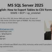 MS SQL Server Shorts English How To Export Tables To CSV Format