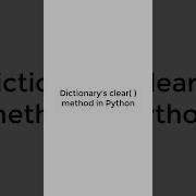 How To Implement Clear Method For Dictionary In Python Pythonshot Python3 Shortvideo Shorts