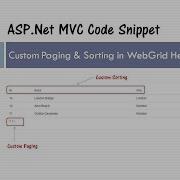 Custom Paging And Sorting In Web Grid Helper ASP Net MVC