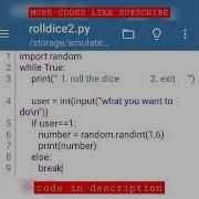 DICE ROLL PYTHON CODE Python Pythoncode Machinelearning Iot Blockchain Java Javascript