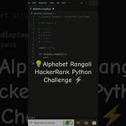 Alphabet Pattern HackerRank Alphabet Rangoli Python Challenge Programming Coding Pythonshorts