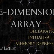One Dimensional Array Declaration Initialization Memory Representation VAK S Lecture