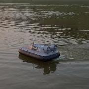 An RC Hovercraft Sliding Smoothly Over The Water