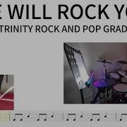 WE WILL ROCK YOU TRINITY ROCK AND POP GRADE INITIAL Drum Cover Drum Lesson Drum Tab