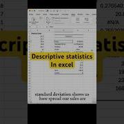 Descriptive Statistics In Excel Excel Stats Statistics Dataanlytics
