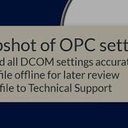 OPC Expert Snapshot Of OPC Settings