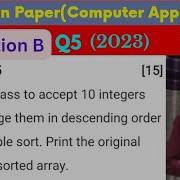 Bubble Sort Descending Order Specimen Paper 2023 Question 5 Icse Java Class 10 Padhaikrlo