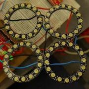 Four 16 Led Neo Pixel Rings Controlled By Redboard Arduino