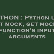 PYTHON Python Unit Test Mock Get Mocked Function S Input Arguments